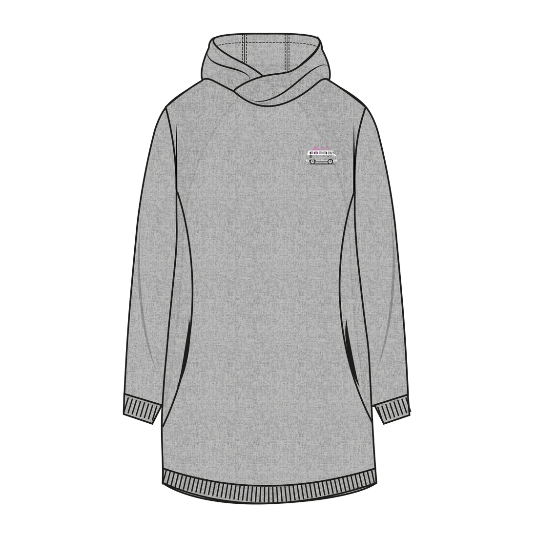 Muggelig Long Hooded Sweat - greymelange