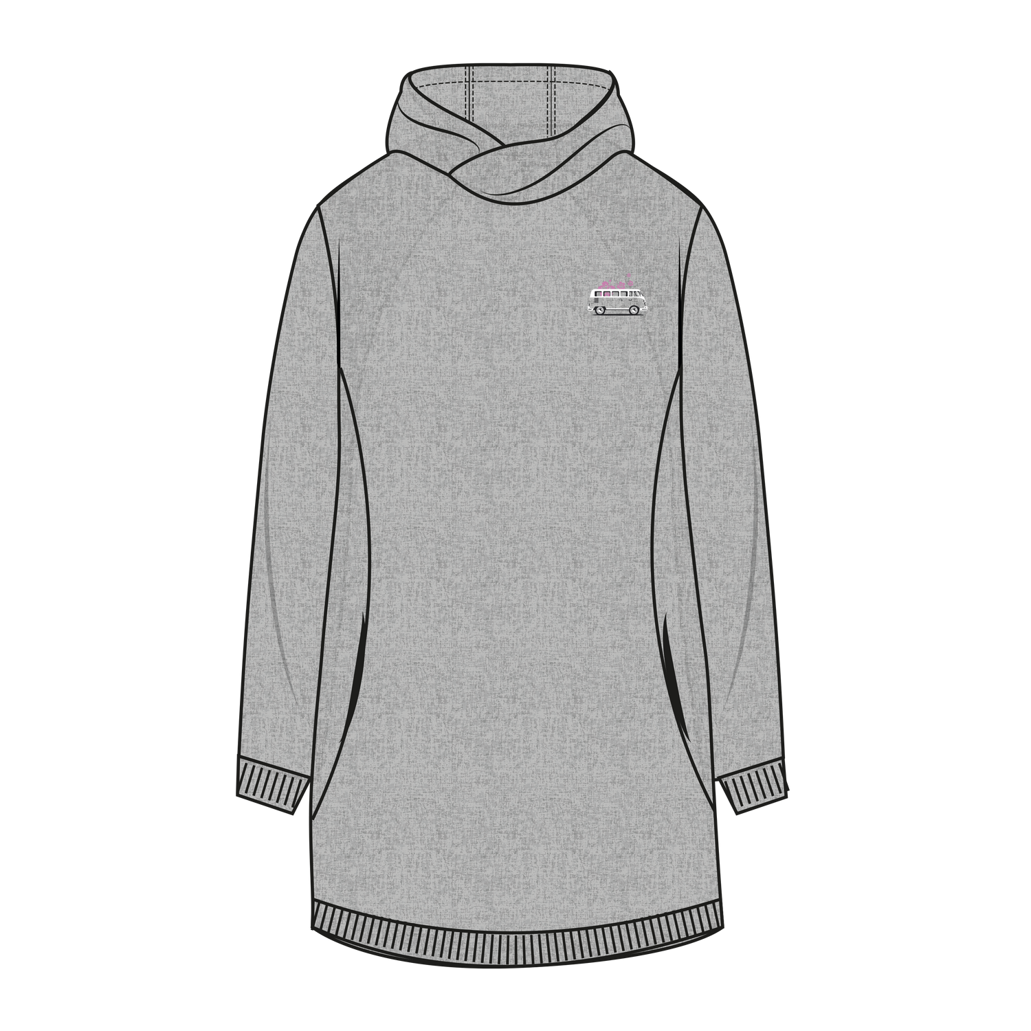 Muggelig Long Hooded Sweat - greymelange