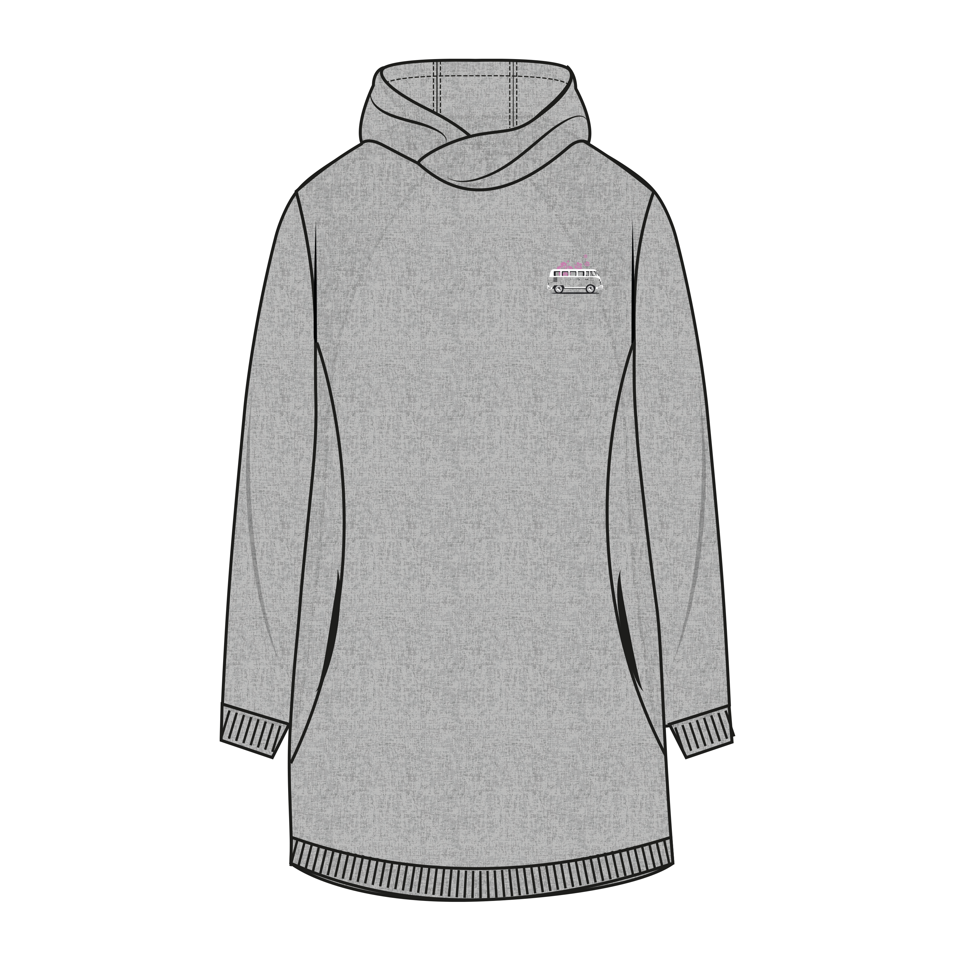 Muggelig Long Hooded Sweat - greymelange