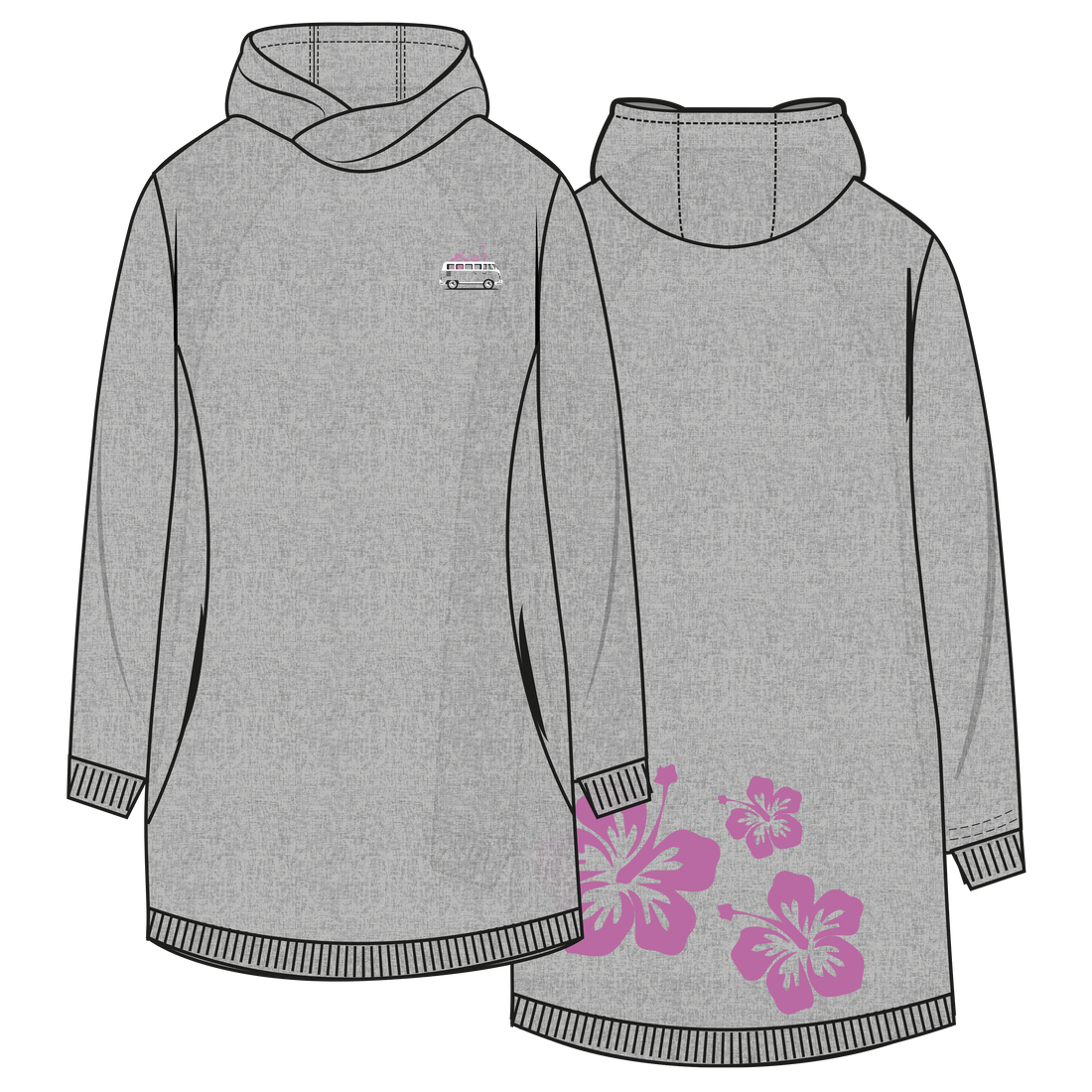 Muggelig Long Hooded Sweat - greymelange