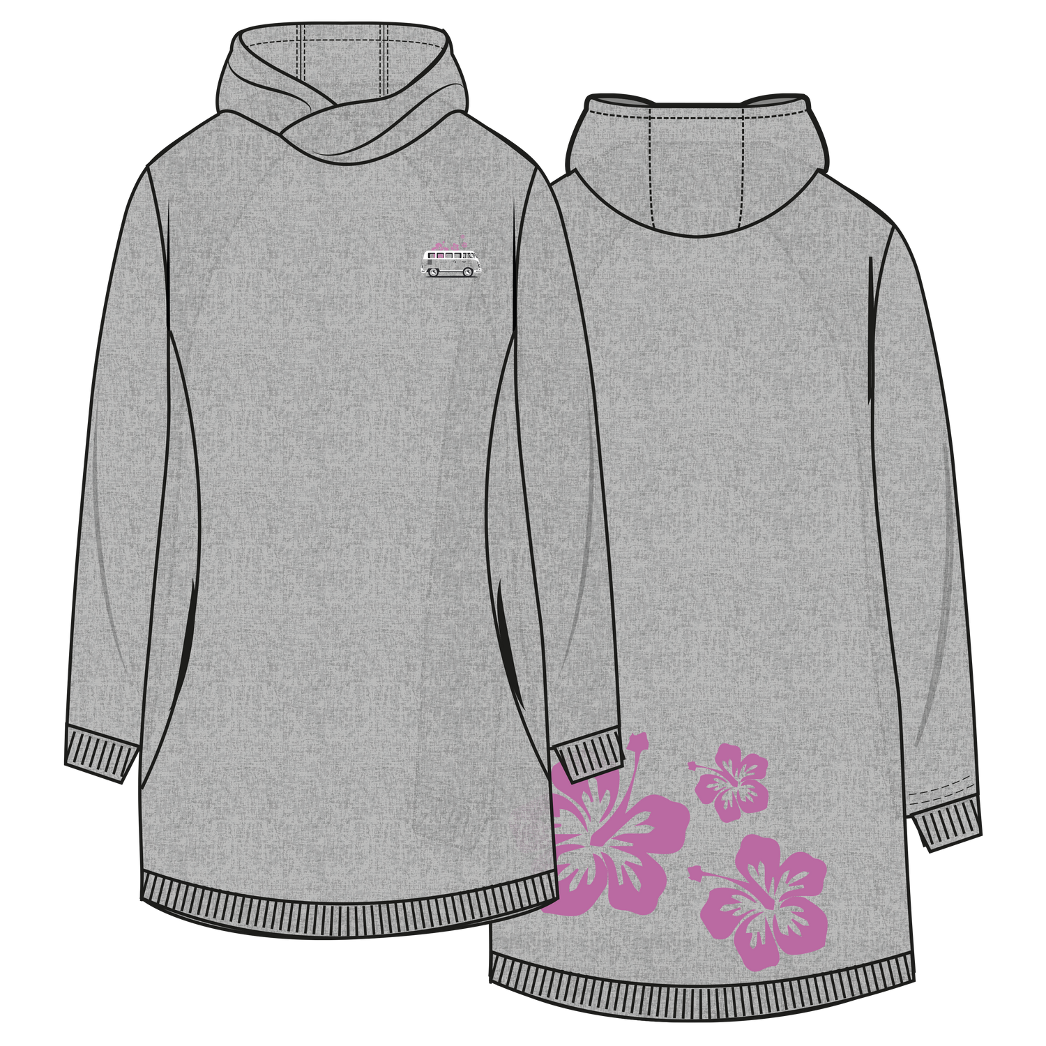 Muggelig Long Hooded Sweat - greymelange