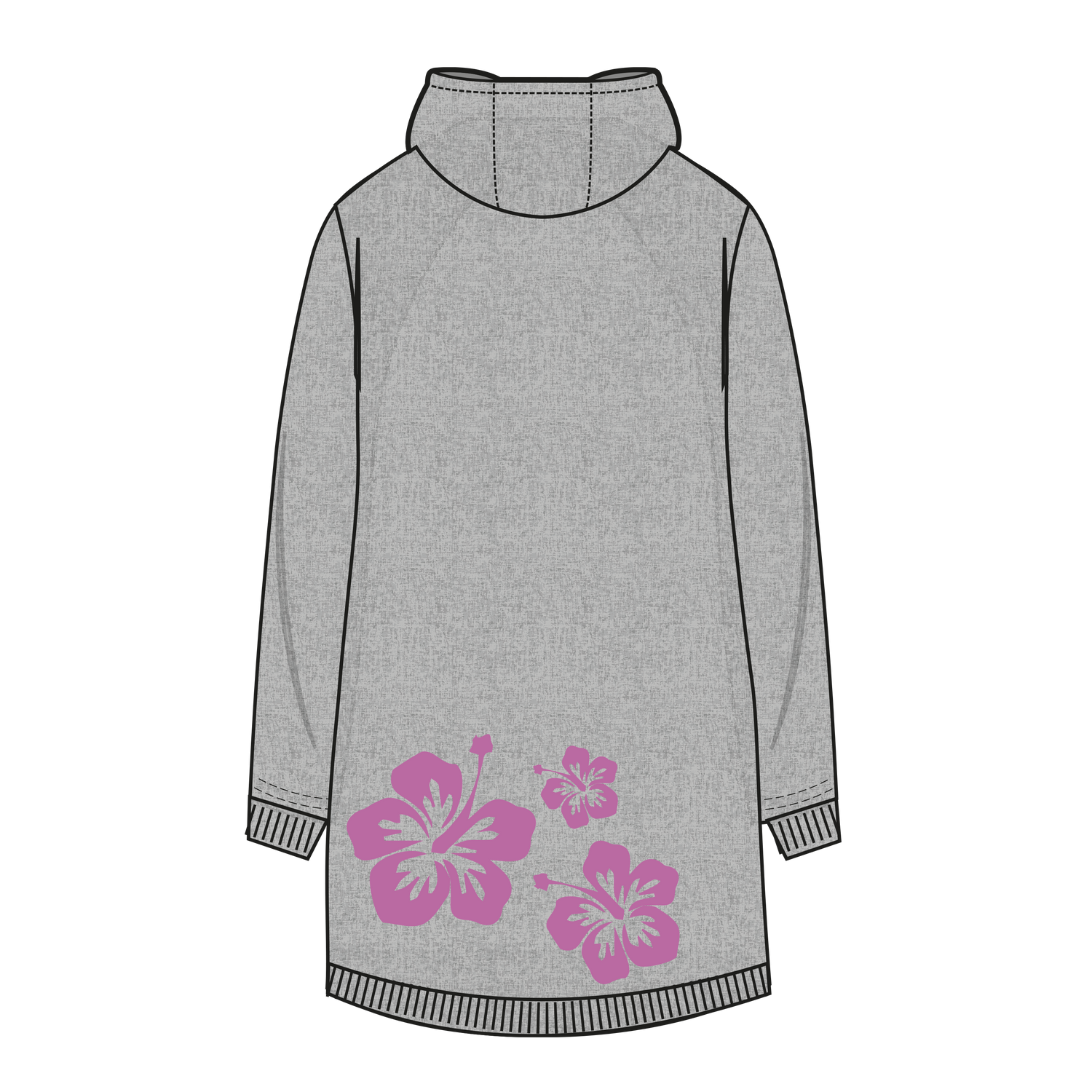 Muggelig Long Hooded Sweat - greymelange