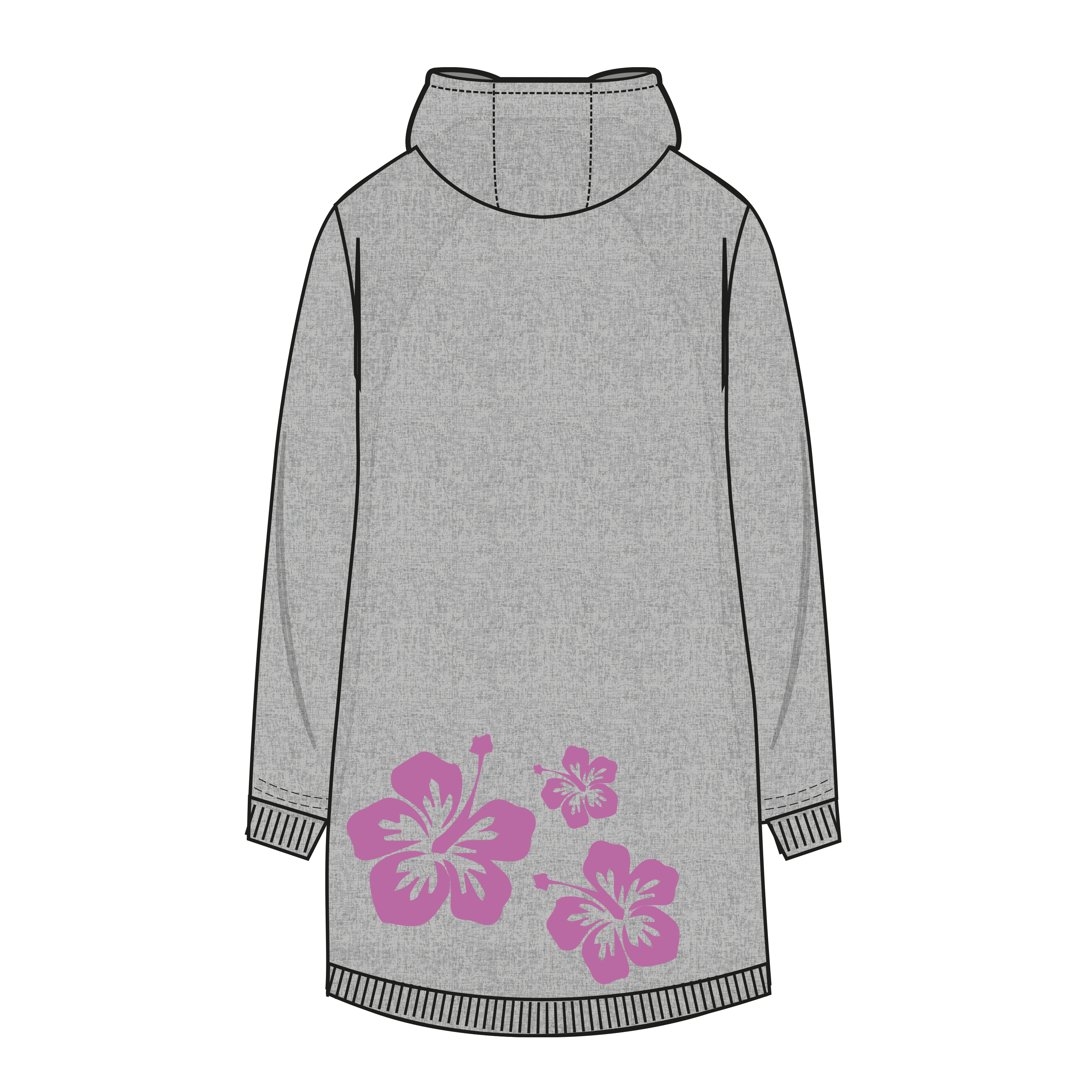 Muggelig Long Hooded Sweat - greymelange